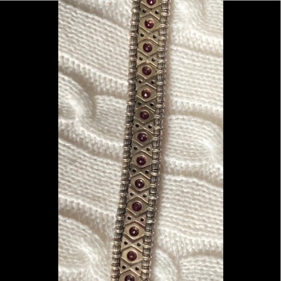 ❤️‍🔥2XHP❤️‍🔥VTG Gothic 925 Silver and Red Stone Bracelet - Picture 13 of 14